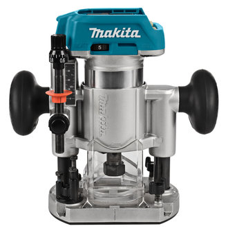 Makita 18V Boven- en kantenfrees Zonder accu&#039;s en lader, met diverse voeten, in Mbox met geleiderail adapter  