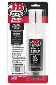 JB-Weld Black PlasticBonder, zeer sterke 2-componenten plastic lijm, 25-ml + JB-Ontvetter!