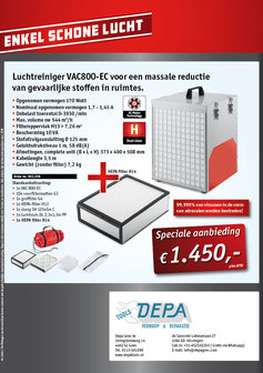 Flex VAC 800-EC luchtreiniger, d&eacute; oplossing voor slecht geventileerde ruimtes.