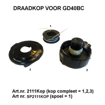 Nylon draadspoel artikel nr. SP2111KOP voor GD40BC 40 volt trimmer-bosmaaier. 