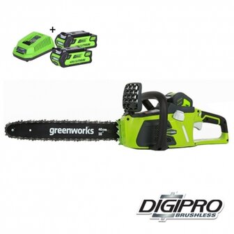 DEPA / Greenworks 40 Volt Accu Kettingzaag GD40CS15K2X, 35-Cm incl. 2x 2-AH Accu &amp; Lader