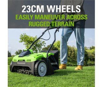 Greenworks 40V Accu Verticuteermachine G40DT35K2X, m&eacute;t 2x 2AH Accu &amp; Lader