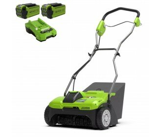 Greenworks 40V Accu Verticuteermachine G40DT35K2X, m&eacute;t 2x 2AH Accu &amp; Lader