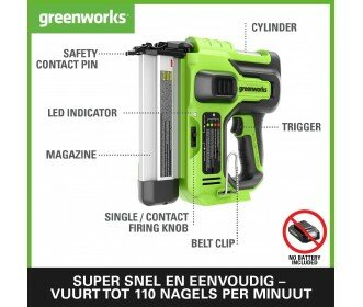 Greenworks 24 Volt Accu nietmachine G24BN