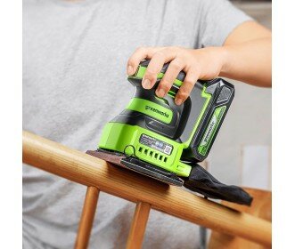 Greenworks 24 Volt Accu schuurmachine G24SS14K2 (incl. accu &amp; lader)