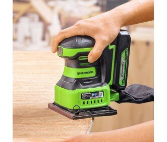 Greenworks 24 Volt Accu schuurmachine G24SS14K2 (incl. accu &amp; lader)