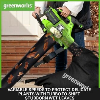 DEPA / Greenworks 40 Volt Accu Bladblazer en Zuiger GD40BVK2XN, incl. 2x 2-AH Accu &amp; Lader, vernieuwde uitvoering