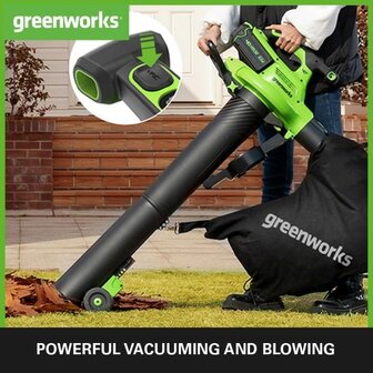 DEPA / Greenworks 40 Volt Accu Bladblazer en Zuiger GD40BVK2XN, incl. 2x 2-AH Accu &amp; Lader, vernieuwde uitvoering