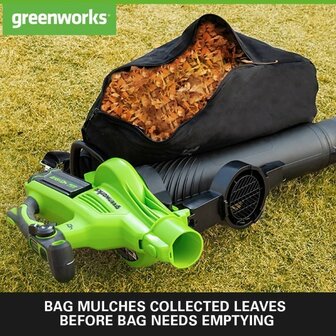 DEPA / Greenworks 40 Volt Accu Bladblazer en Zuiger GD40BVK4N, incl. 4-AH Accu &amp; Lader, vernieuwde uitvoering