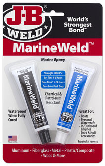 JB-Weld Marineweld, art.nr: 8272, 2x28,4-Gr. 2-componenten koudlasmiddel, hardt uit onder water!