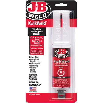 JB-Weld KwikWeld Syringes, art.nr: 92802, zeer sterke en snel drogende 2-componentenlijm
