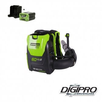 Greenworks 60 Volt accu bladblazer GD60BPBK2 Incl. 2x 2AH Accu &amp; Lader