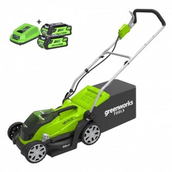 Greenworks 40 Volt Accu Maaier G40LM35K2X incl. 2x 2AH accu&#039;s &amp; lader