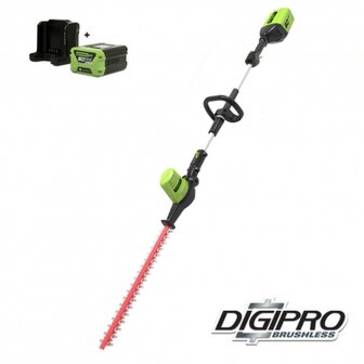 Greenworks 60 Volt Accu Heggenschaar Langbereik GD60PHTK2 Incl. 2-AH Accu &amp; Lader