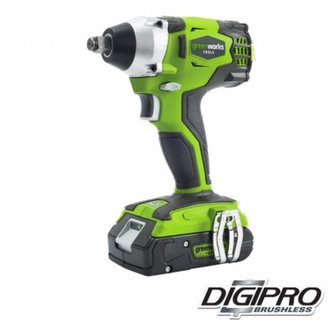 Greenworks 24 Volt Accu Slagmoer-schroefmachine GD24IW, 327-NM koppel met Digipro motor