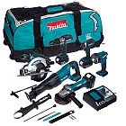 Makita 18V Combo-set, 6x machines in handige tas incl. 3x Li-Ion Accu 5-AH + Snellader