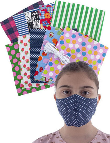 Uitwasbaar katoenen kind-mondmasker incl. 3x HEPA filter Kleur Groen