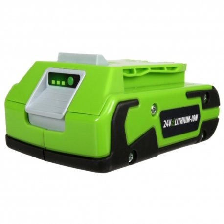 Actie set 2020-3 bestaat uit 4x Greenworks 24V-machines, 2x Li-Ion 2AH accu's & 1x Snellader.