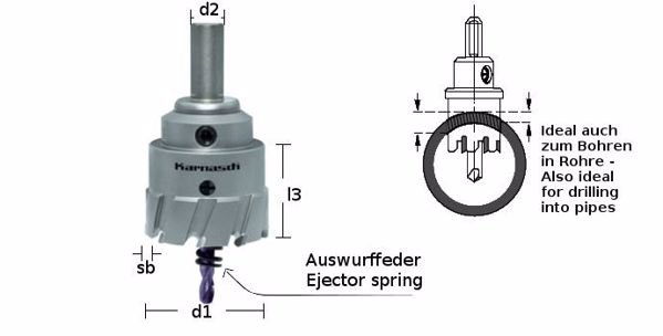 Karnasch gatzaag 16-mm met Hardmetalen vertanding, boordiepte 30-mm 