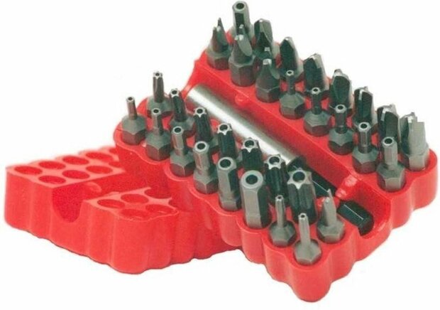 Security bitset 33-delig, veiligheids bits, inbus-, torx- 2-pins- en 3-lipsbits