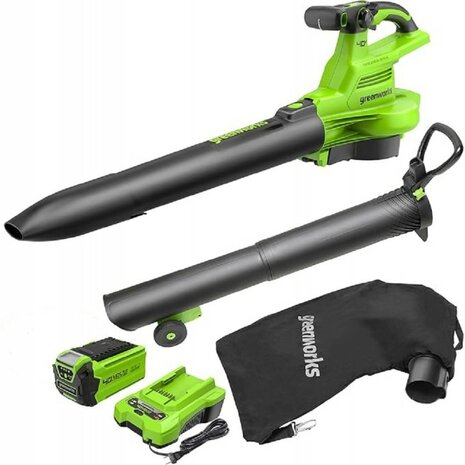 DEPA / Greenworks 40 Volt Accu Bladblazer en Zuiger GD40BVK4N, incl. 4-AH Accu & Lader, vernieuwde uitvoering