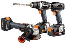 Depa/Aimsak Combo-set, Boormachine, Slag-Schroevendraaier + Haakse Slijper, 18V incl. 3x 5-AH Accu & Lader Depa/Aimsak Combo-set, Boormachine, Slag-Schroevendraaier + Haakse Slijper, 18V incl. 3x 5-AH Accu & Lader
